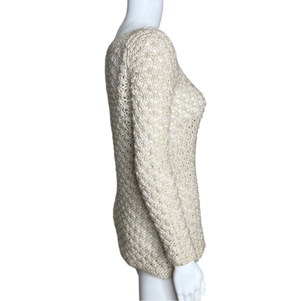 Berretti Sweater Womens Small Tan Open Knit Wool Alpaca Neutral Minimalist - Picture 2 of 6